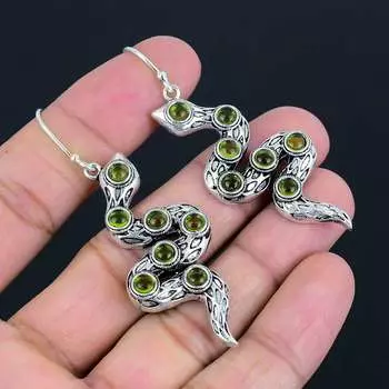 Серьги с драгоценными камнями перидот, цельные серьги из стерлингового серебра 925 пробы, ювелирные изделия в подарок для женщин и девушек LG-538