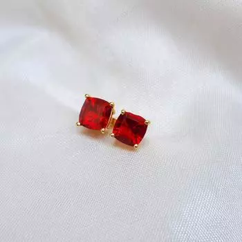 Серьги с гранатом, серьги-гвоздики с красными драгоценными камнями, серьги из желтого золота, ювелирные изделия из серебра 925 пробы серебряный