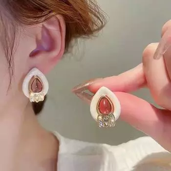 Серьги с камнем в форме капли воды, модные темпераментные серьги с цирконом для женщин