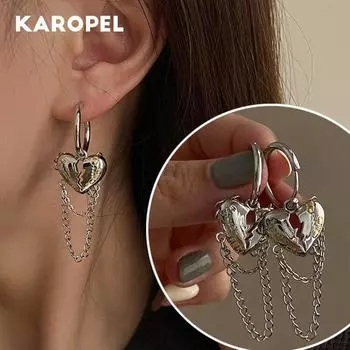 Серьги с кисточками в форме сердца для женщин, простые висячие серьги на цепочке, женские вечерние ювелирные изделия, подарки