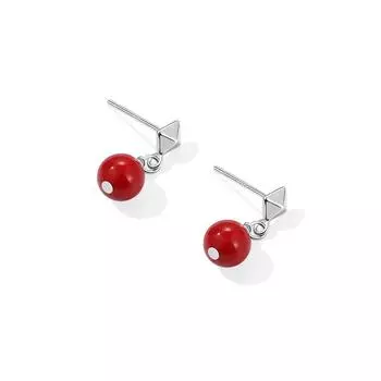 Серьги с красными бобами из агата, женские серьги Tide New Red Rabbit Destiny, геометрические серьги в форме ромба copper