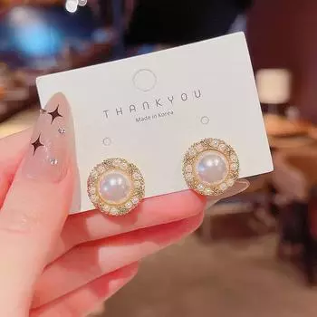 Серьги с круглыми бусинами из корейского барочного жемчуга с иглой из серебра 925 пробы — элегантный и модный дизайн золотой