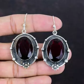 Серьги с ограненным мозамбикским гранатом, натуральные драгоценные камни, серьги-подвески ручной работы из стерлингового серебра 925 пробы, элегантные серьги в подарок для нее