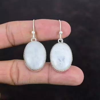 Серьги с радужным лунным камнем, серьги из драгоценных камней высшего качества, серьги из стерлингового серебра 925 пробы, серьги с радужным лунным камнем ручной работы, подарки для мамы