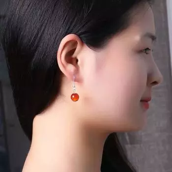 Серьги с шариками из агата, женские серьги из халцедона, простые женские модные серьги из халцедона цвета зеленого шпината красный