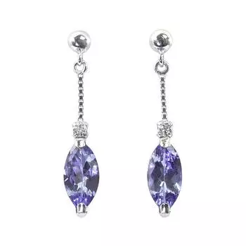 Серьги с танзанитом K18 Diamond 18K White Gold Jewelry [Barzaz] Женские