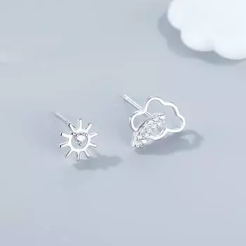 Серьги с вспышкой, бриллиантами, солнцем, радужным облаком, корейский стиль, серьги с цирконом, женские персонализированные студенческие подарки, асимметричные серьги, универсальные