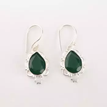 Серьги с зеленым ониксом из серебра 925 пробы, ручная работа, подарок для мамы EE-163-20