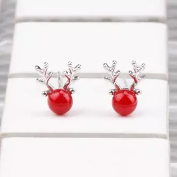 Серьги с жемчугом лося Тондэмун, женственная мода, корейский выпуск, рождественские серьги с рогами Илу Тонгсин, оптовая продажа