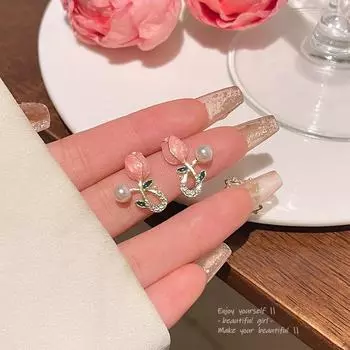 Серьги с жемчугом-тюльпаном из серебра 925 пробы — модный, универсальный, высококачественный, элегантный дизайн для женщин A1715 золотой