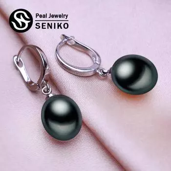 Серьги SENIKO 8-9 мм с натуральным пресноводным жемчугом, модные серьги с геометрическим дизайном для женщин, серьги-клипсы, подарок для девочек белый