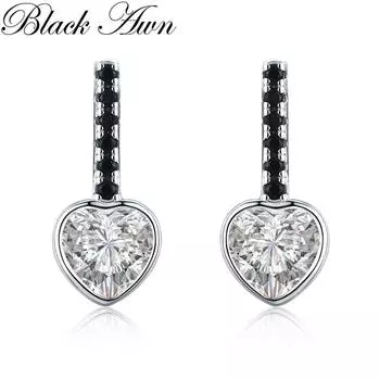 Серьги-сердечки BLACKA AWN, модные черные серьги-гвоздики для женщин, женские украшения