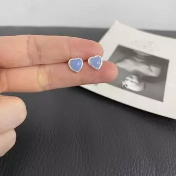 Серьги-сердечки в форме сердца для женщин, корейские серьги Ins Blogger Pink Blue Peach Heart Shape, конфетного цвета