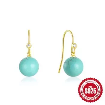 Серьги серии Turquoise Серьги-гвоздики Подвеска Простые серьги премиум-класса Дизайнерские серьги Серьги из стерлингового серебра 925 пробы 925 Silver