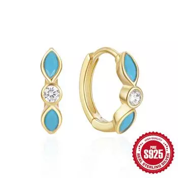 Серьги серии Turquoise Серьги-пряжки Простые серьги премиум-класса Дизайнерские серьги Серьги из стерлингового серебра 925 пробы 925 Silver