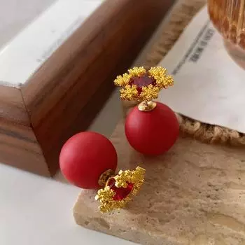 Серьги-шарики в форме снежинки, выпуск Light Luxury Ankola Red Pearl Серьги Новогодние, счастливые свадебные тосты, серьги для женщин