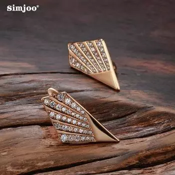 Серьги SIMJOO с цирконом и темпераментными серьгами из розового золота 585 пробы с персонализированными серьгами