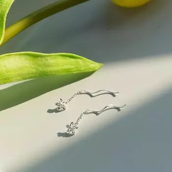 Серьги Simple Flower Earline Wavy Tassel Ins Temperament, серьги небольшого дизайна