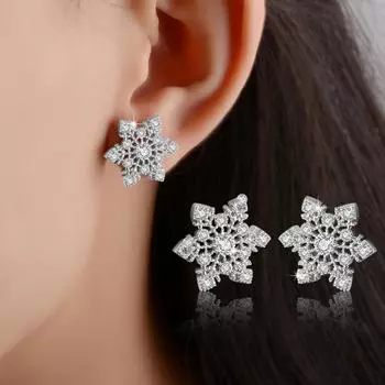 Серьги-снежинки Серьги-цветы Темперамент Простые модные женские вечерние повседневные аксессуары Подарок на День святого Валентина
