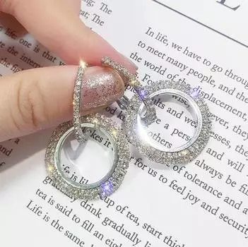 Серьги со стразами, круглые серьги для женщин золотистый