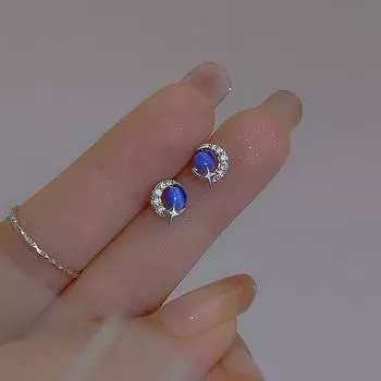 Серьги со звездами и луной, женские летние легкие роскошные серьги-гвоздики с цирконами Sense Star Moon, простые и маленькие серьги-звезды
