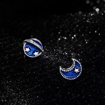 Серьги Star Moon женские ночные синие серьги Planet Moon Pentagram Mini Niche Design корейский выпуск аксессуары