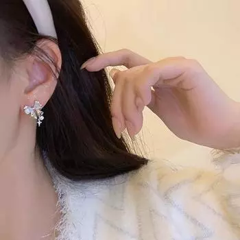 Серьги Starry Bright Bow из циркония для женщин с нишевым дизайном, высококачественные серьги