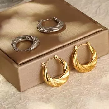 Серьги Twist Twist из нержавеющей стали, простые, в стиле ретро, женские, легкие, роскошные, трендовые серьги