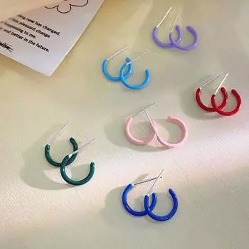 Серьги в форме буквы С с цветным клеем Dopamine для женщин, простые повседневные серьги в разных стилях