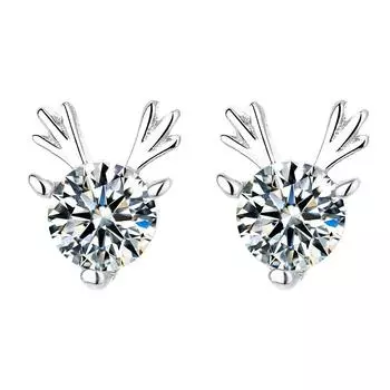Серьги в форме рогов оленя из стерлингового серебра S925 Sweet Mori Simple Graceful 925 белый