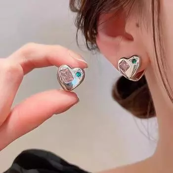 Серьги в форме сердца из микропаве из циркона для женщин, модные и универсальные серьги
