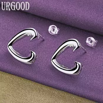 Серьги в форме сердца из стерлингового серебра 925 пробы, подарочные модные украшения