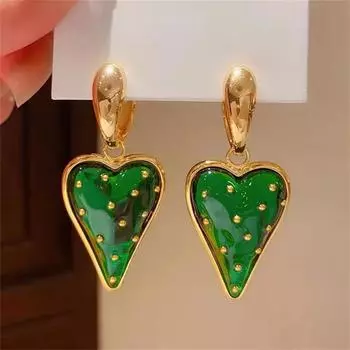 Серьги в форме сердца с зеленой клубникой, серьги-капли из сплава, женский аксессуар для женщин, повседневный декор, идеально подходит для всех девочек