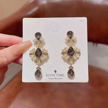 Серьги в стиле дворца с барочным жемчугом S925 из серебра - женские модные легкие роскошные нишевые золотой