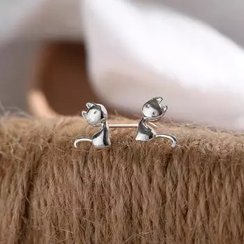 Серьги в виде котенка, женские, простые, милые, маленькие, звериные, матовые, серьги, кошка, корейская версия, аксессуары, простой темперамент
