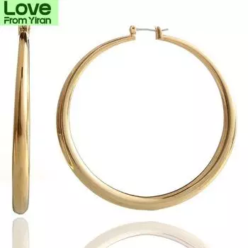 Серьги Wind Copper с двумя остриями и полостью Гладкие серьги Большие медные серьги-кольца