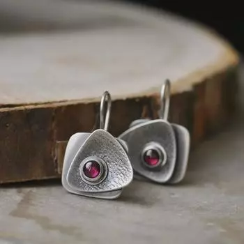 Серьги Wish Cross-Border Red Geometric Retro - европейский и американский стиль Diamond красный