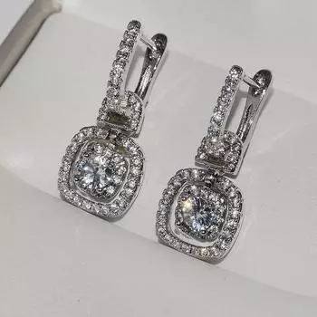 Серьги высокого качества с белым цирконом, квадратные серьги с кубическим цирконием, квадратные серьги с цирконом, подарок на День святого Валентина