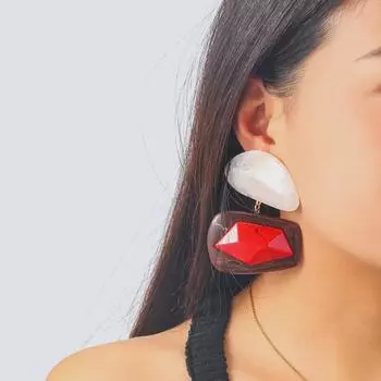 Серьги Z s Summer Resin в европейско-американском стиле с необычным дизайном красный