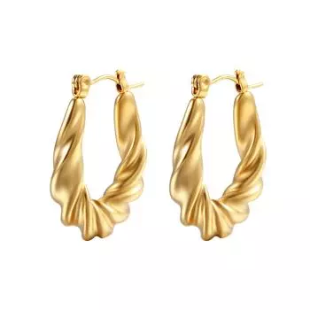 Серьги-закрутки из нержавеющей стали 18 карат, серьги-гвоздики Wind Titanium Steel для женщин, геометрические серьги с пряжкой 18K