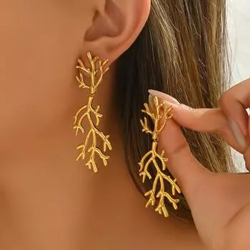Серьги женские Ветер 18k гальванопокрытие нишевый коралловый дизайн серьги-гвоздики универсальные высококлассные серьги женские