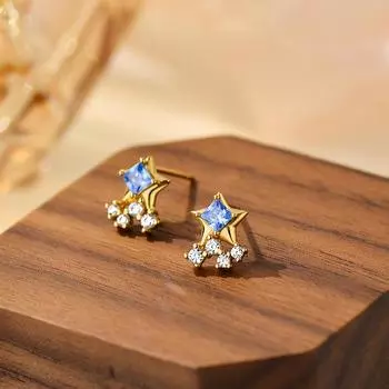 Серьги-звезды - это просто блестящие повседневные, легкие, роскошные, высококачественные и универсальные мини-серьги нишевого дизайна