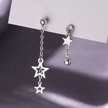 Серьги-звезды. Новогодние новые трендовые простые асимметричные серьги-кисточки. Серьги. Женские серьги.
