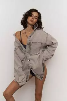Серая джинсовая куртка унисекс Astra Oversize