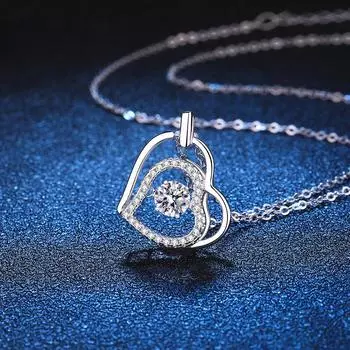 Серебро 925, оригинальный 0,5 карат, бриллиантовая огранка, бриллиантовая огранка, цвет Past D, муассанит, сердце, свадебный кулон, ожерелье, ювелирные изделия из драгоценных камней