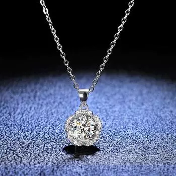 Серебро 925, оригинальный 1 карат, бриллиант пробы D, цвет, муассанит, подвеска в форме розы, цепочка с платиновым покрытием Pt950, драгоценный камень