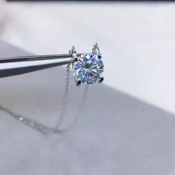 Серебро 925, оригинальный 3-каратный бриллиант, проба, бриллиантовая огранка, цвет D, муассанит, драгоценный камень, ожерелье с подвеской в виде головы коровы для девочек-подростков