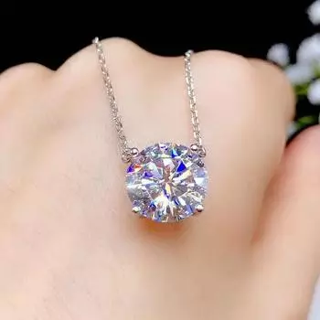 Серебро 925, оригинальный 5-каратный бриллиант, проба прошлого цвета, кулон с муассанитом, ожерелье, классический драгоценный камень бриллиантовой огранки, 4-зубчатая цепочка