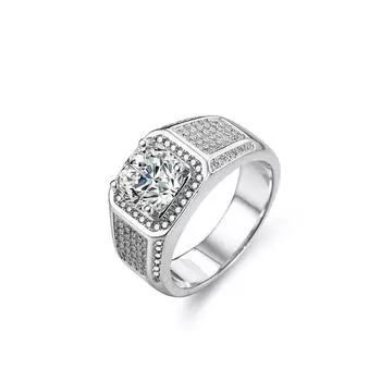 Серебро S925 D цвет 2 карата с муассанитовым покрытием платиновое мужское кольцо с бриллиантами кольцо с бриллиантом обручальное кольцо обручальное кольцо подарок для парня 15