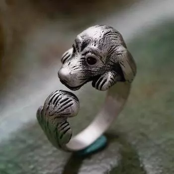 Серебро S990, тайские серебряные украшения, двенадцать животных, собачка Тедди, мозаика, искусственный красный циркон, женское открывающееся кольцо.